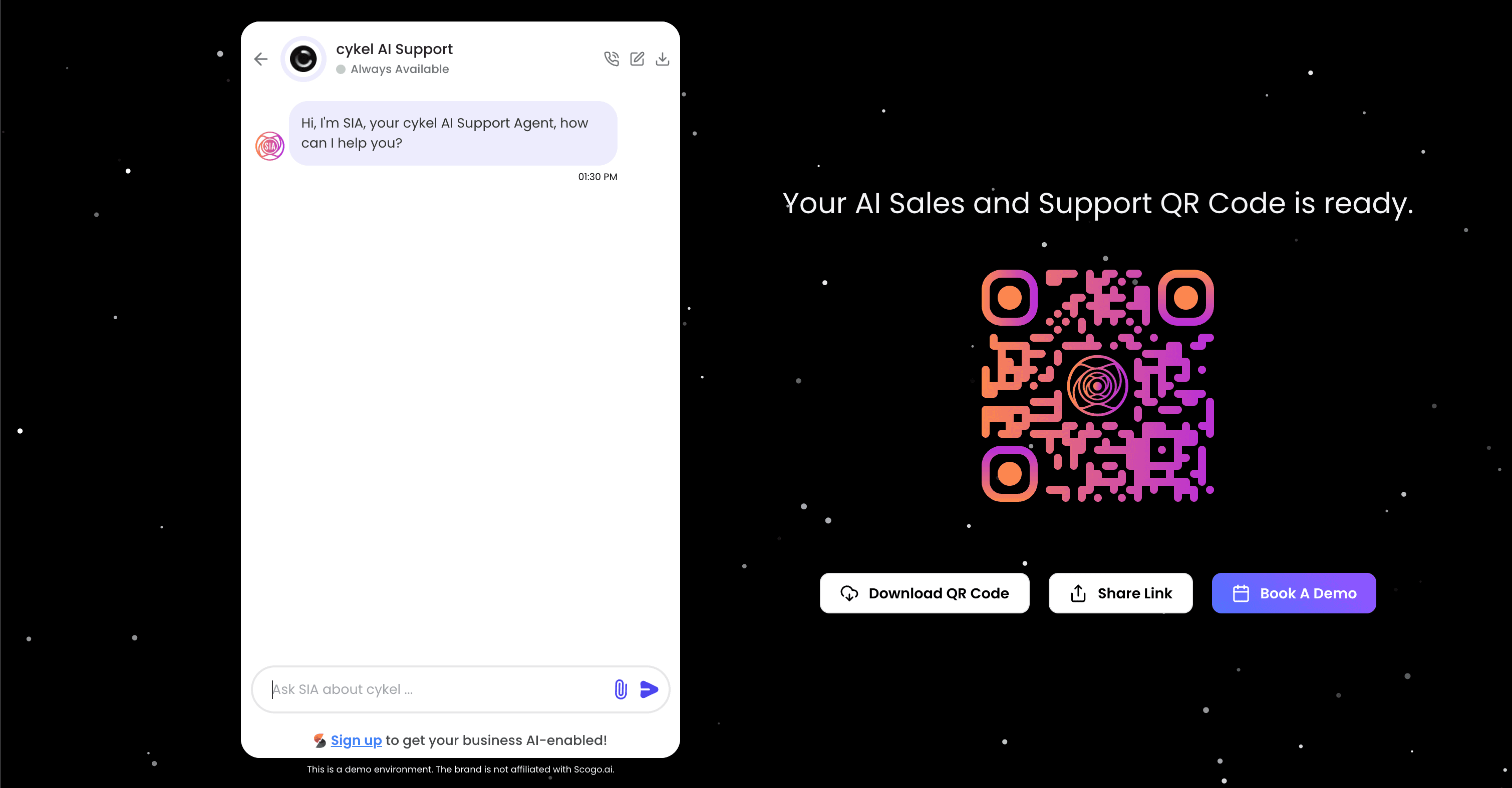 Message your personal AI support agent!
