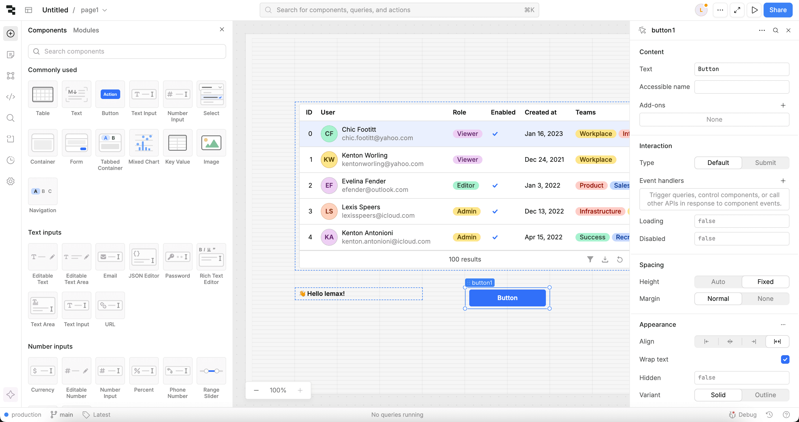 Demo screen 1