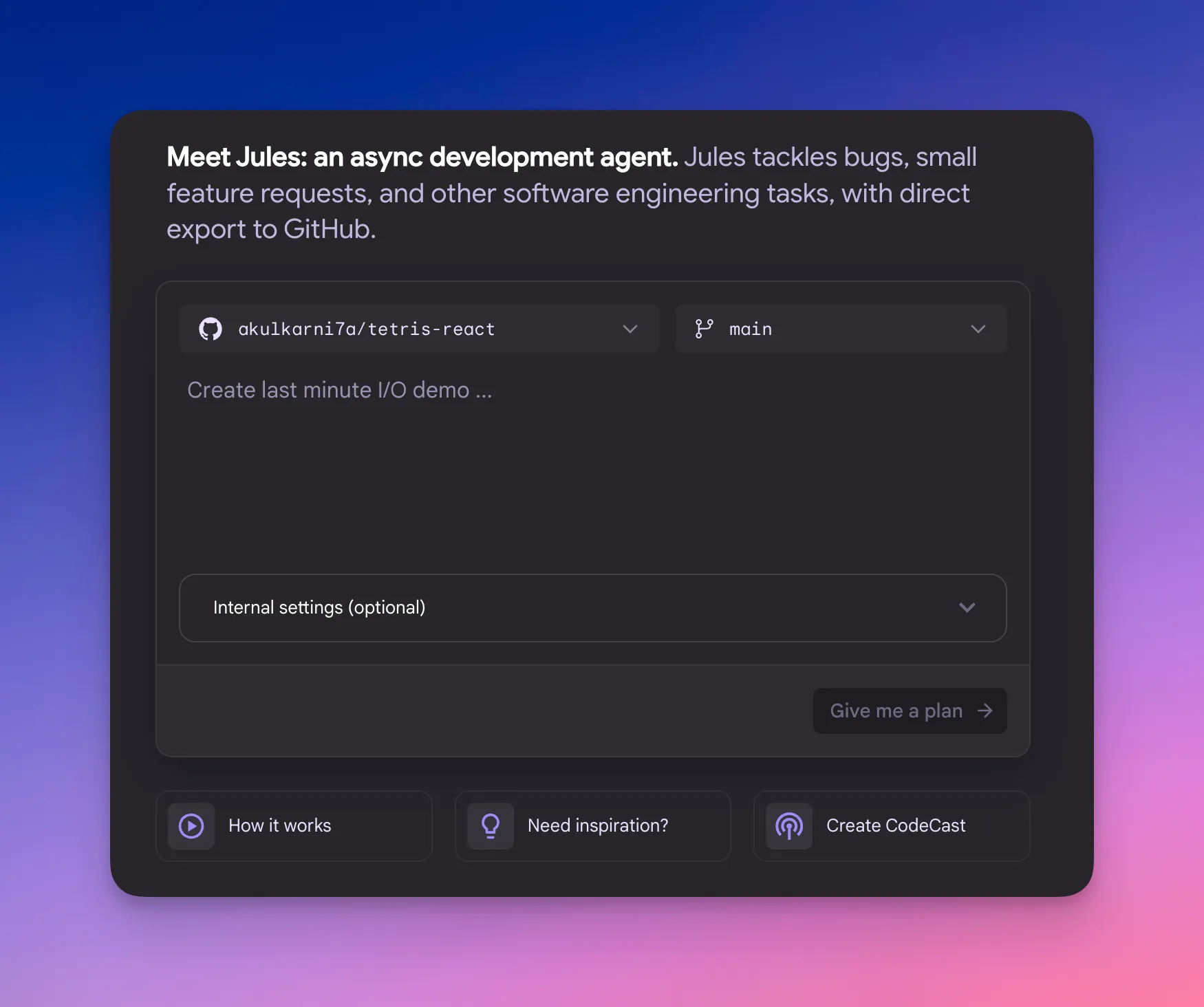 Demo screen 1